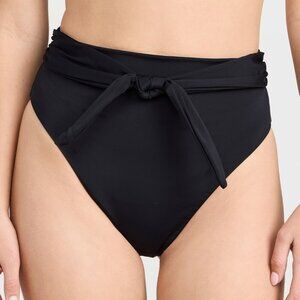 Mara Hoffman Goldie High Waisted Tie Front Bikini Bottom in Black Size Small NEW